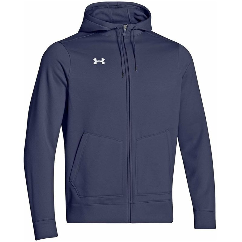 UNDER ARMOUR MEN'S STORM ARMOUR FLEECE FULL ZIP HOODY 1259100-410 SMALL MIDNIGHT NAVY WHITE.
