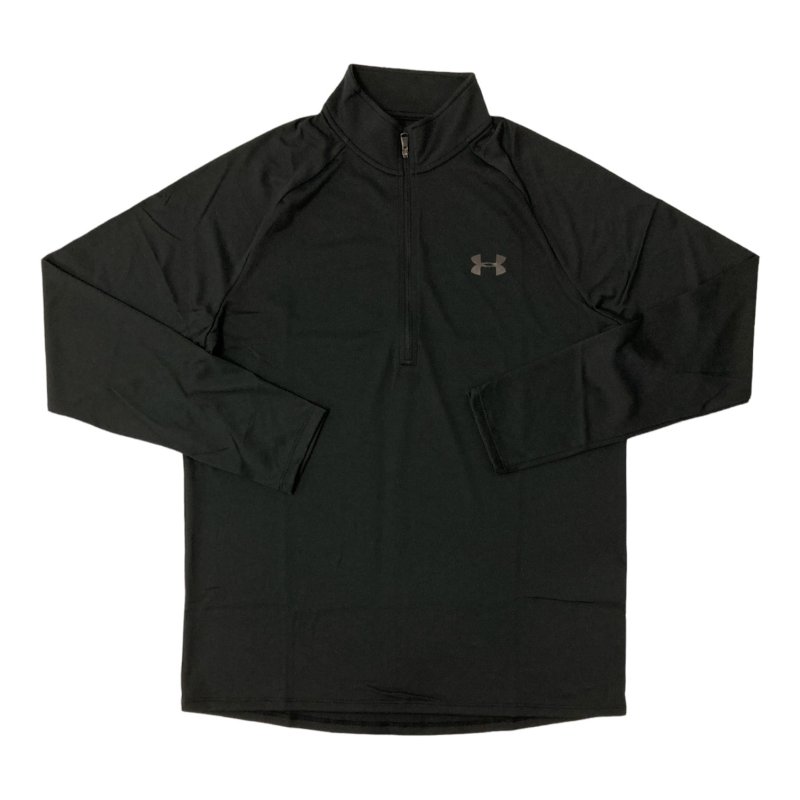 UNDER ARMOUR MEN'S UA TECH 1_2 ZIP MOISTURE WICKING PULLOVER SHIRT BLACK L