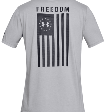 UNDER ARMOUR MEN'S ATHLETIC UA FREEDOM FLAG SHORT SLEEVE TEE STEEL BLACK SM