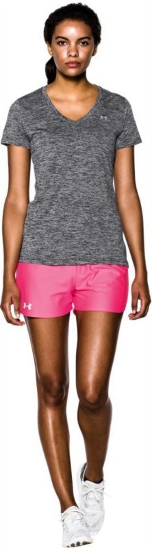 UNDER ARMOUR WOMEN'S UA TECH TWIST V-NECK SHORT SLEEVE ACTIVE T-SHIRT IN BLACK SIZE L