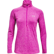 UNDER  ARMOUR WOMEN'S TECH HALF ZIP LONG SLEEVE SHIRT METEOR PINK 660 METALLIC SILVER SIZE S