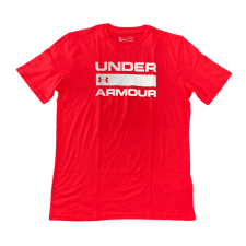 UNDER ARMOUR MEN RED WHITE HEATGEAR TEAM ISSUE WORDMARK SOFT T-SHIRT SIZE L