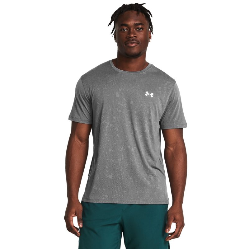 UNDER ARMOUR LAUNCH SPLATTER SHORT SLEEVE TEE TITAN GRAY SIZE L