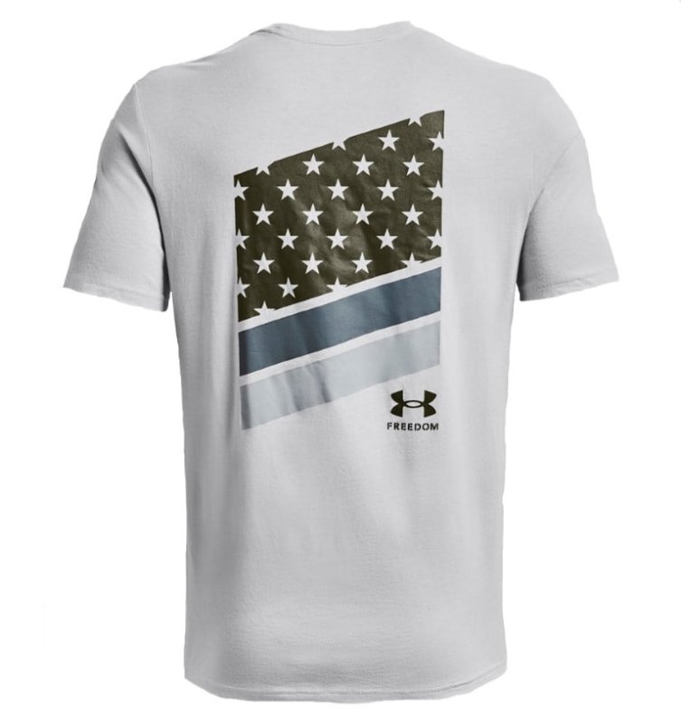 UNDER ARMOUR MEN'S FREEDOM FLAG VARIATION T MOD GRAY TEE SHIRT