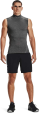 UNDER ARMOUR MENS HEATGEAR COMPRESSION MOCK SLEEVELESS CARBON HEATHER 090 BLACK XX-LARGE.