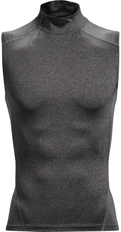 UNDER ARMOUR MENS HEATGEAR COMPRESSION MOCK SLEEVELESS CARBON HEATHER 090 BLACK XX-LARGE.