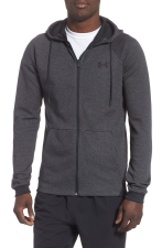 UNDER ARMOUR MEN'S BLACK DOUBLE KNIT FULL ZIP SLIM FIT SWEATSHIRT HOODIE