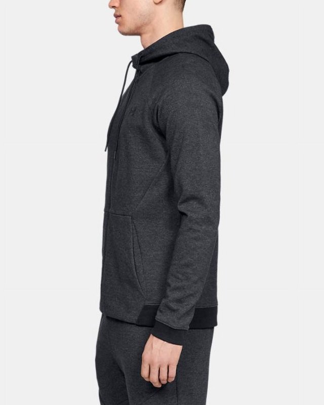 UNDER ARMOUR MEN'S BLACK DOUBLE KNIT FULL ZIP SLIM FIT SWEATSHIRT HOODIE