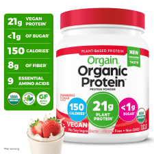 ORGAIN ORGANIC VEGAN 21G PROTEIN POWDER PLANT BASED SHAKE STRAWBERRIES CREAM 1.02LB