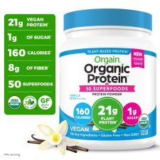ORGAIN ORGANIC VEGAN 21G PROTEIN 50 SUPERFOODS PLANT BASED SHAKE DRINK VANILLA BEAN 1.12LB