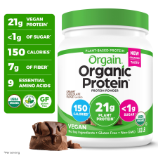 ORGAIN ORGANIC VEGAN 21G PROTEIN POWDER PLANT BASED SHAKE CREAMY CHOCOLATE FUDGE 1.02LB