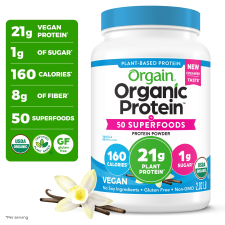 ORGAIN ORGANIC VEGAN 21G PROTEIN 50 SUPERFOODS POWDER PLANT BASED SHAKE VANILLA BEAN 2.02LB