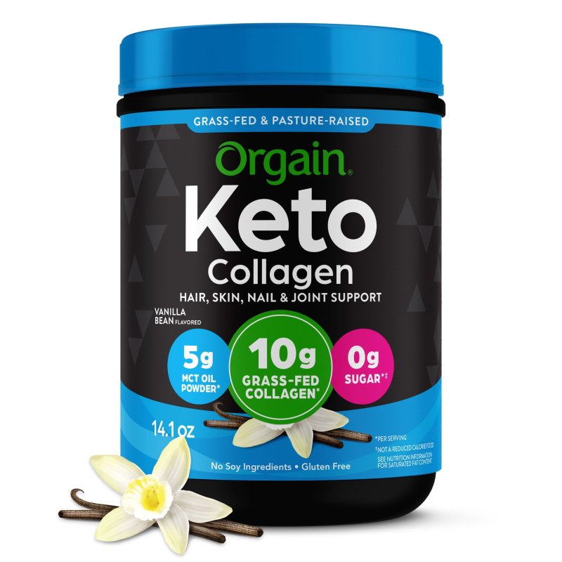 ORGAIN KETO COLLAGEN PROTEIN POWDER WITH GRASS-FED COLLAGEN AND MCT OIL IN VANILLA FLAVOR, 0.88LB