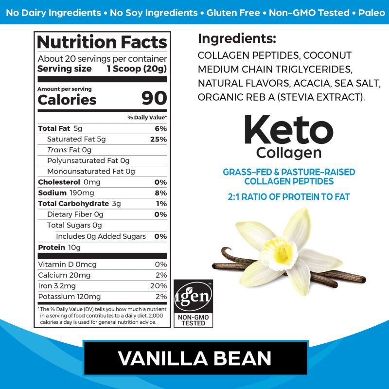 ORGAIN KETO COLLAGEN PROTEIN POWDER WITH GRASS-FED COLLAGEN AND MCT OIL IN VANILLA FLAVOR, 0.88LB