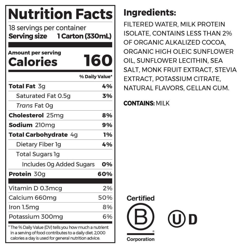 ORGAIN MILK CHOCOLATE FUDGE PROTEIN SHAKE 30G 11 FL OZ PACK