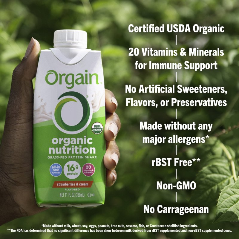ORGAIN ORGANIC STRAWBERRIES AND CREAM PROTEIN SHAKE 11OZ 4CT
