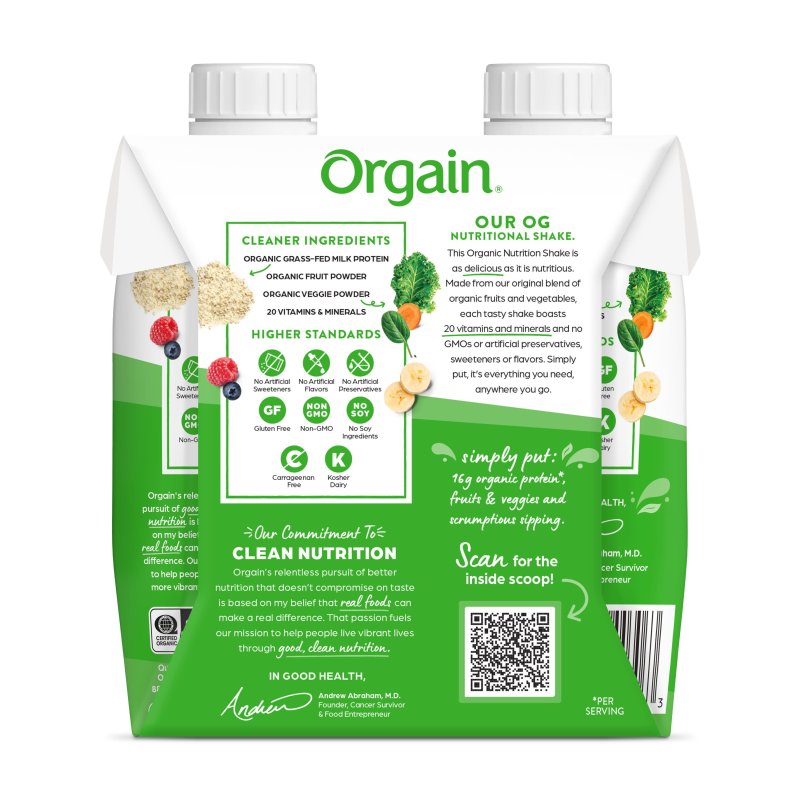 ORGAIN ORGANIC STRAWBERRIES AND CREAM PROTEIN SHAKE 11OZ 4CT