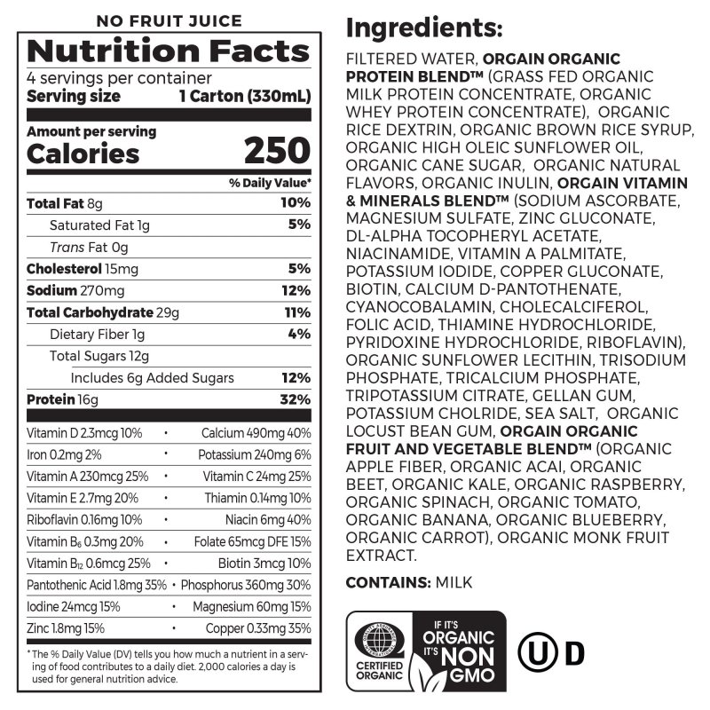 ORGAIN ORGANIC STRAWBERRIES AND CREAM PROTEIN SHAKE 11OZ 4CT