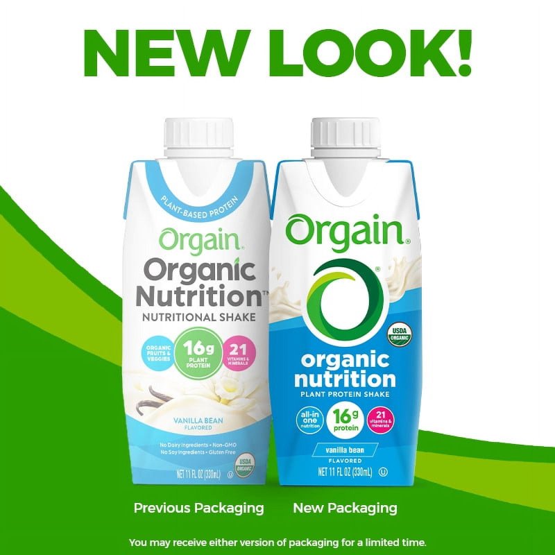 ORGAIN ORGANIC NUTRITION VEGAN PROTEIN SHAKE VANILLA BEAN 11OZ 4CT