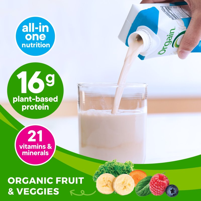 ORGAIN ORGANIC NUTRITION VEGAN PROTEIN SHAKE VANILLA BEAN 11OZ 4CT