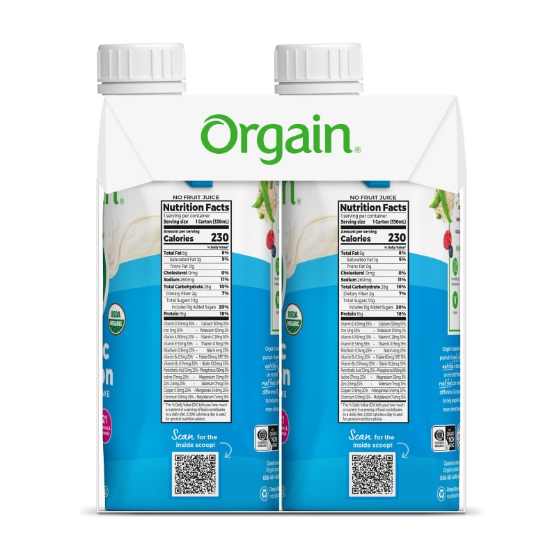 ORGAIN ORGANIC NUTRITION VEGAN PROTEIN SHAKE VANILLA BEAN 11OZ 4CT