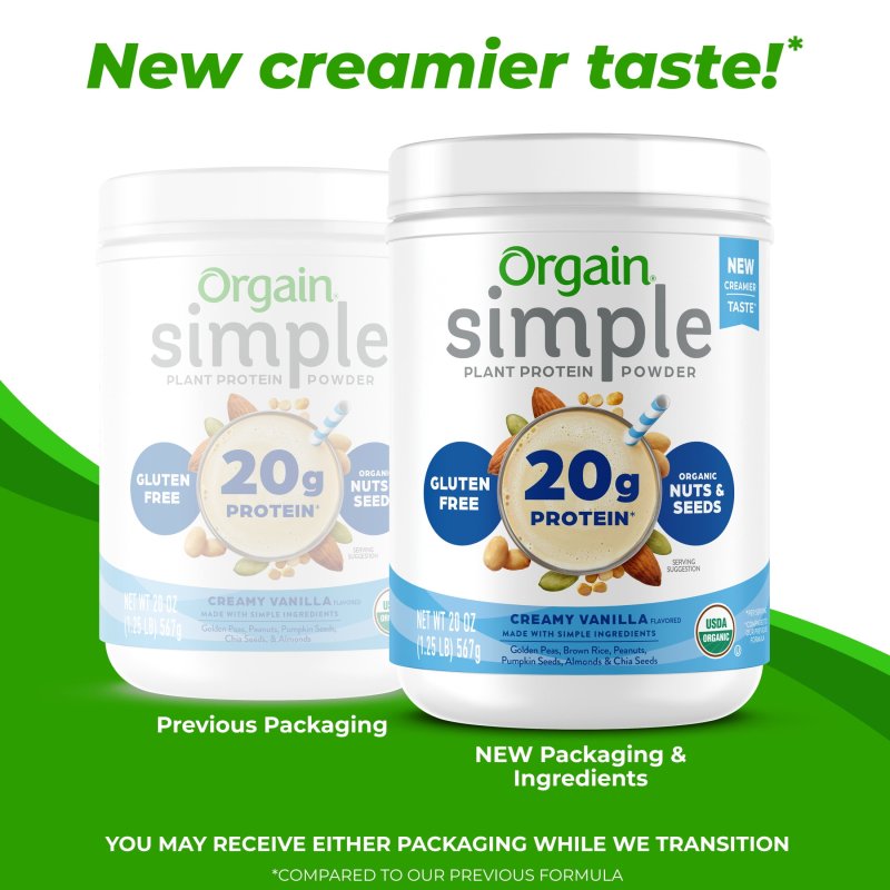 ORGAIN SIMPLE ORGANIC VEGAN 20G PROTEIN POWDER PLANT BASED NON-GMO VANILLA 1.25LB