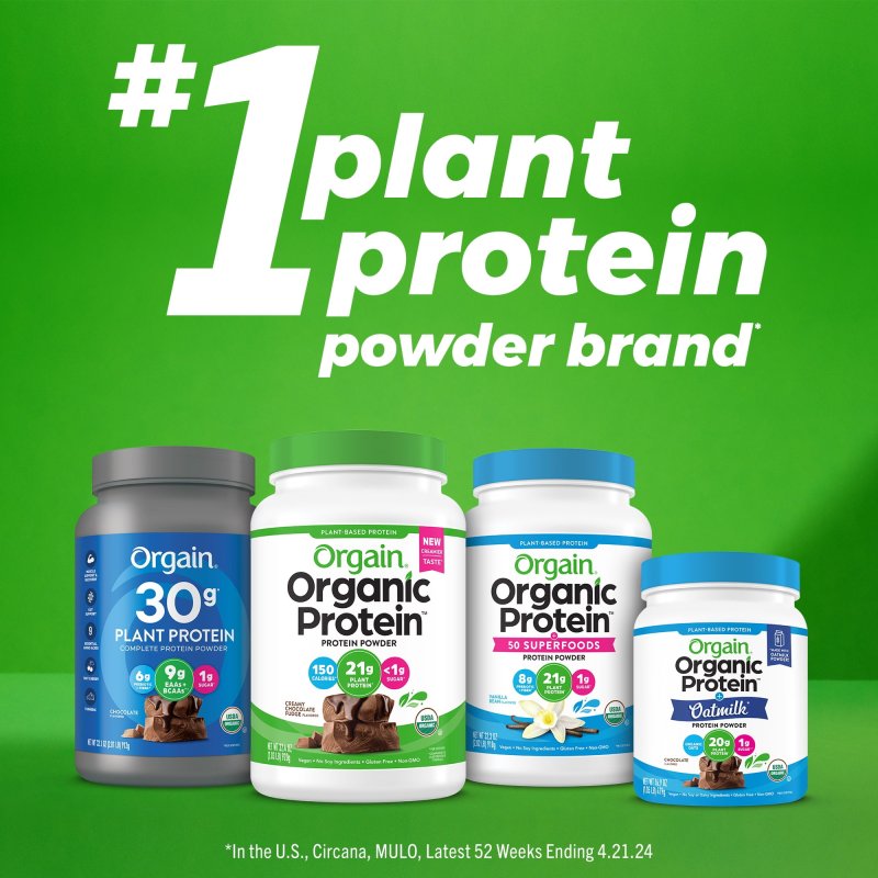 ORGAIN ORGANIC VEGAN 30G HIGH PROTEIN POWDER PLANT BASED SHAKE DRINK PREBIOTIC FIBER CHOCOLATE 2.01LB