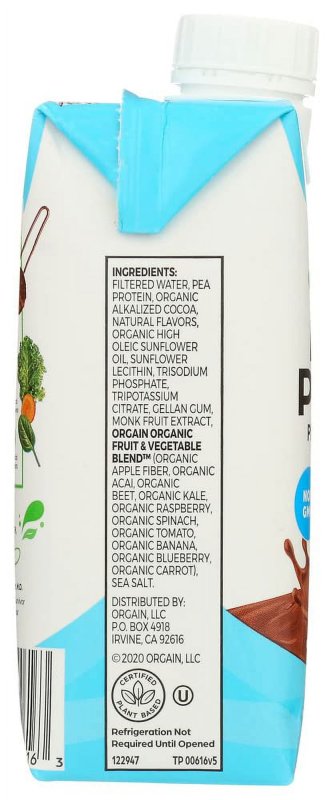ORGAIN CREAMY CHOCOLATE PLANT BASED PROTEIN SHAKE 11 FLUID OUNCES