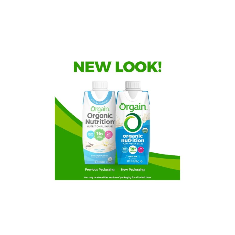 ORGAIN ORGANIC VEGAN PROTEIN SHAKE VANILLA BEAN 11OZ 12CT - PLANT BASED