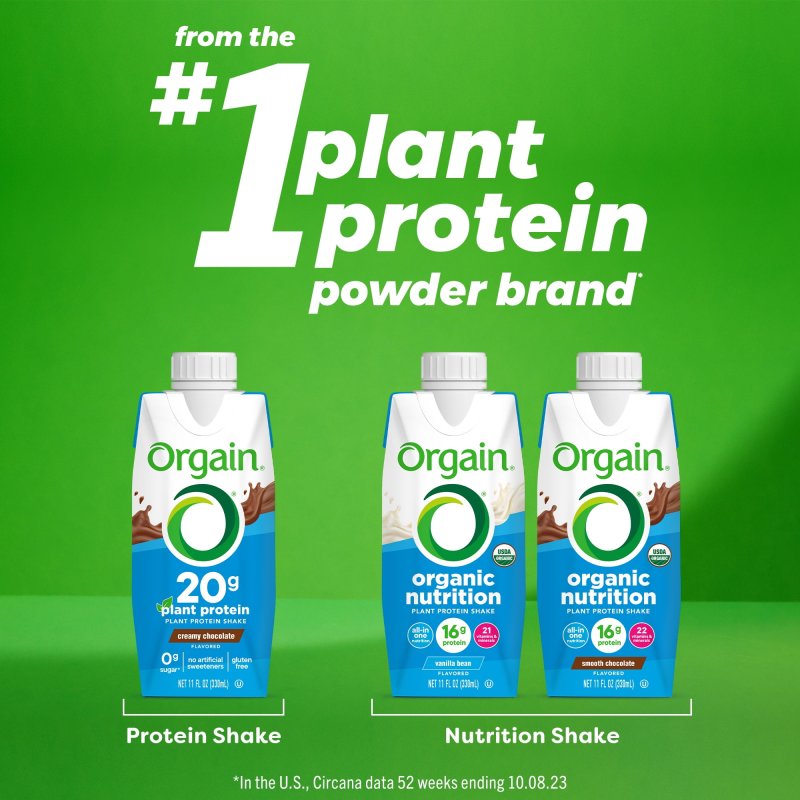 ORGAIN ORGANIC VEGAN PROTEIN SHAKE VANILLA BEAN 11OZ 12CT - PLANT BASED