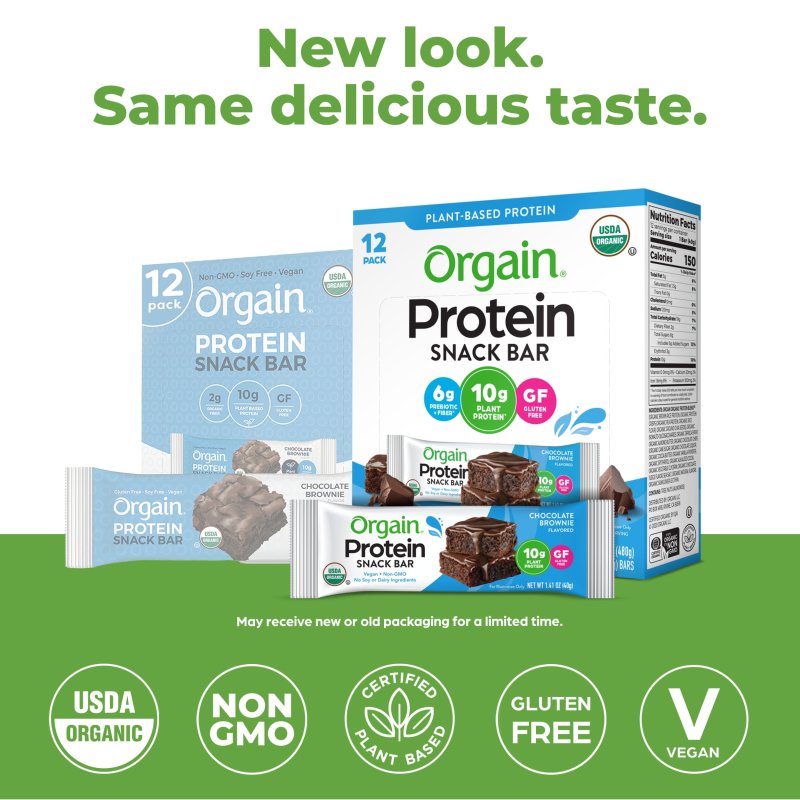 ORGAIN CHOCOLATE BROWNIE PLANT BASED PROTEIN SNACK BARS 16.9OZ 12CT