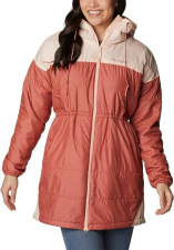 COLUMBIA WOMEN'S FLASH CHALLENGER SHERPA LINED LONG JACKET DARK CORAL PEACH BLOSSOM XX-LARGE
