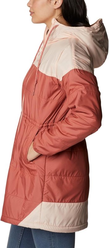 COLUMBIA WOMEN'S FLASH CHALLENGER SHERPA LINED LONG JACKET DARK CORAL PEACH BLOSSOM XX-LARGE