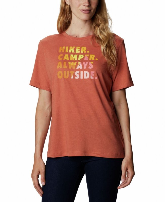 COLUMBIA WOMEN'S GRAPHIC PRINT T-SHIRT RUST PLUS SIZE 3X
