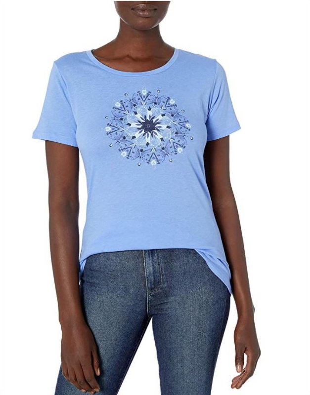 COLUMBIA WOMENS COTTON BUTTERFLY MEDALLION GRAPHIC PRINT TEE XS