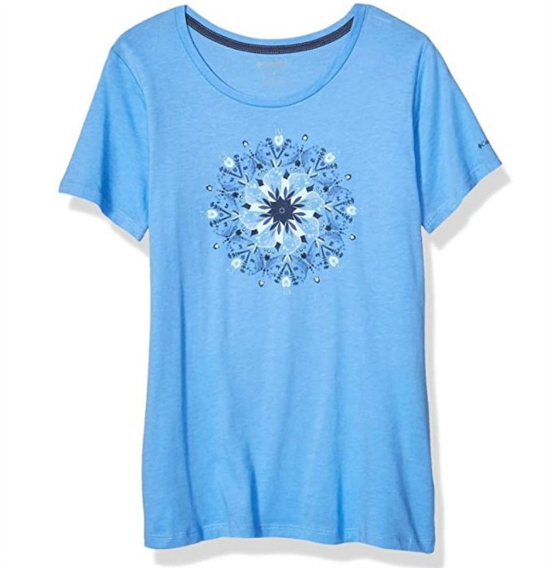 COLUMBIA WOMENS COTTON BUTTERFLY MEDALLION GRAPHIC PRINT TEE XS