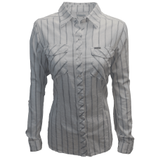 COLUMBIA WOMENS WHITE STRIPE CAMP HENRY II LS SHIRT 100 FOR WOMEN