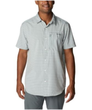 COLUMBIA MEN'S TWISTED CREEK III SHORT SLEEVE BUTTON DOWN SHIRT GREY XL