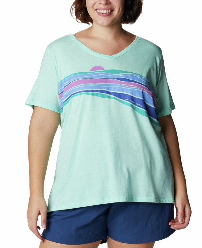 COLUMBIA WOMEN'S PLUS SIZE BLUEBIRD DAY V-NECK TOP 2X FOR ACTIVE COMFORT