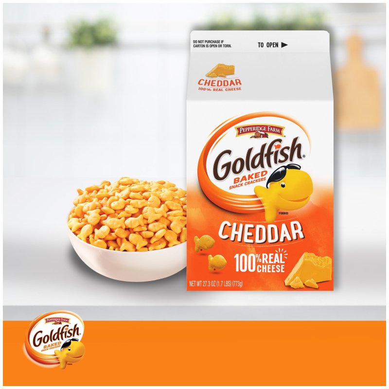 GOLDFISH CHEDDAR CHEESE CRACKERS 27.3 OZ CARTON