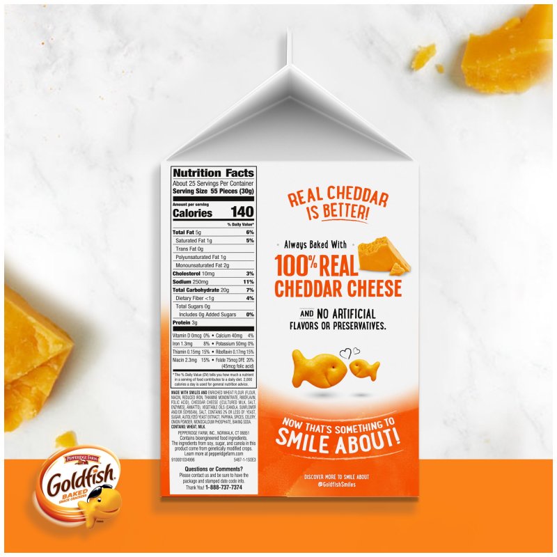 GOLDFISH CHEDDAR CHEESE CRACKERS 27.3 OZ CARTON