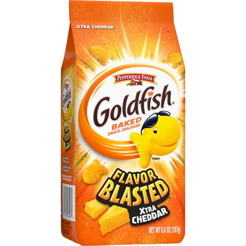 GOLDFISH FLAVOR BLASTED XTRA CHEDDAR CHEESE CRACKERS BAKED SNACK CRACKERS 6.6 OZ BAG