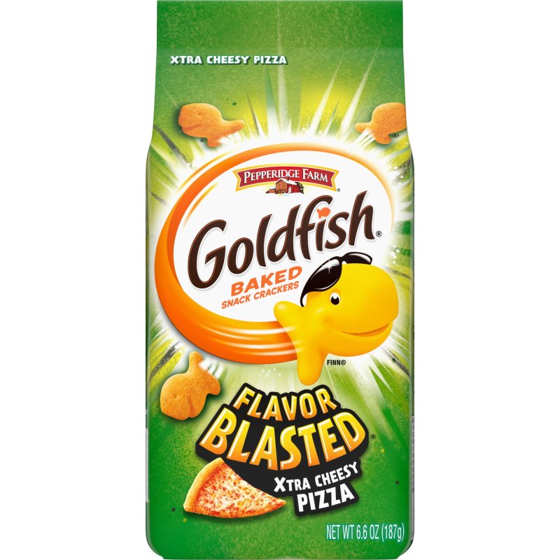 GOLDFISH FLAVOR BLASTED XTRA CHEESY PIZZA CRACKERS 6.6 OZ BAG