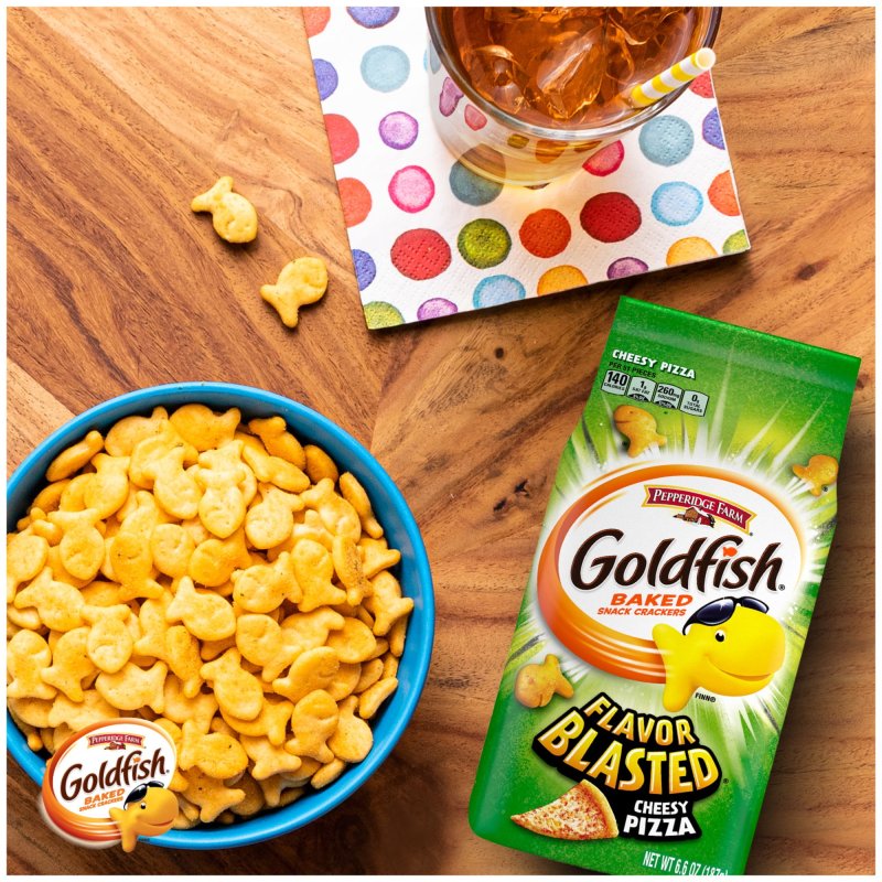 GOLDFISH FLAVOR BLASTED XTRA CHEESY PIZZA CRACKERS 6.6 OZ BAG