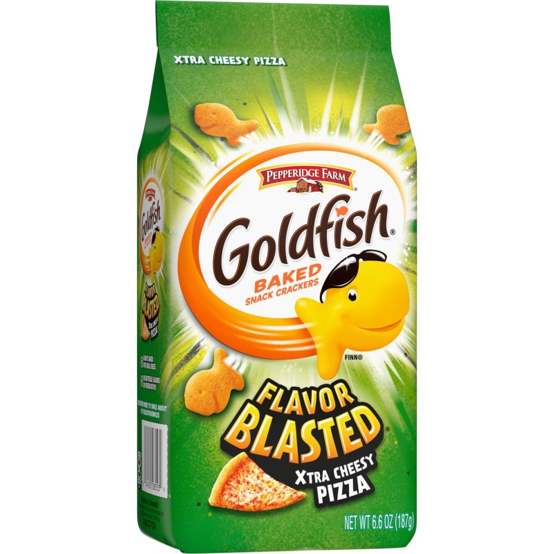 GOLDFISH FLAVOR BLASTED XTRA CHEESY PIZZA CRACKERS 6.6 OZ BAG