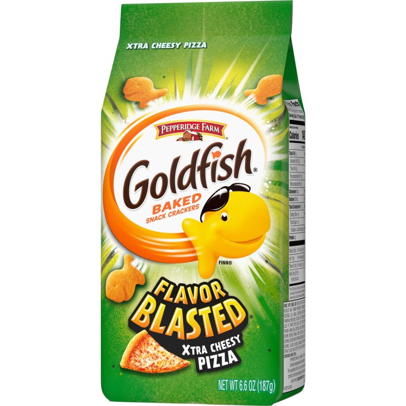 GOLDFISH FLAVOR BLASTED XTRA CHEESY PIZZA CRACKERS 6.6 OZ BAG