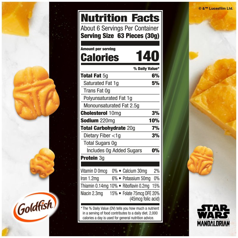 GOLDFISH STAR WARS MANDALORIAN CHEDDAR SNACK CRACKERS 6.6 OZ BAG