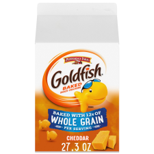 GOLDFISH CHEDDAR CHEESE CRACKERS BAKED WITH WHOLE GRAIN 27.3 OZ CARTON
