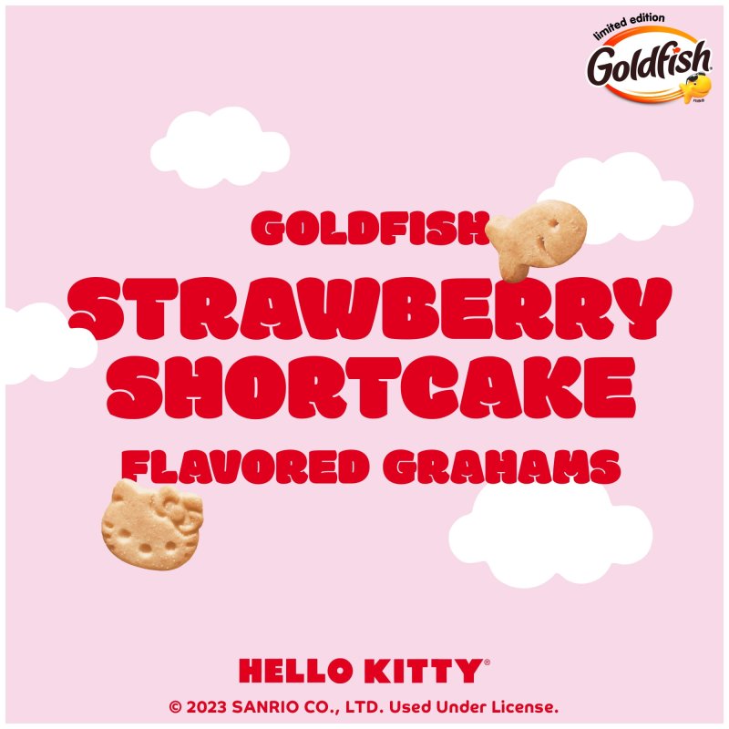 GOLDFISH HELLO KITTY STRAWBERRY SHORTCAKE FLAVORED GRAHAMS 6.1 OZ BAG