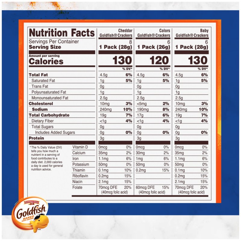 GOLDFISH FAMILY FAVES CHEDDAR COLORS AND BABY CRACKERS SNACK PACK